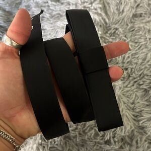 Vintage Black satin bow belt XS S snap close faux leather vegan classy chic